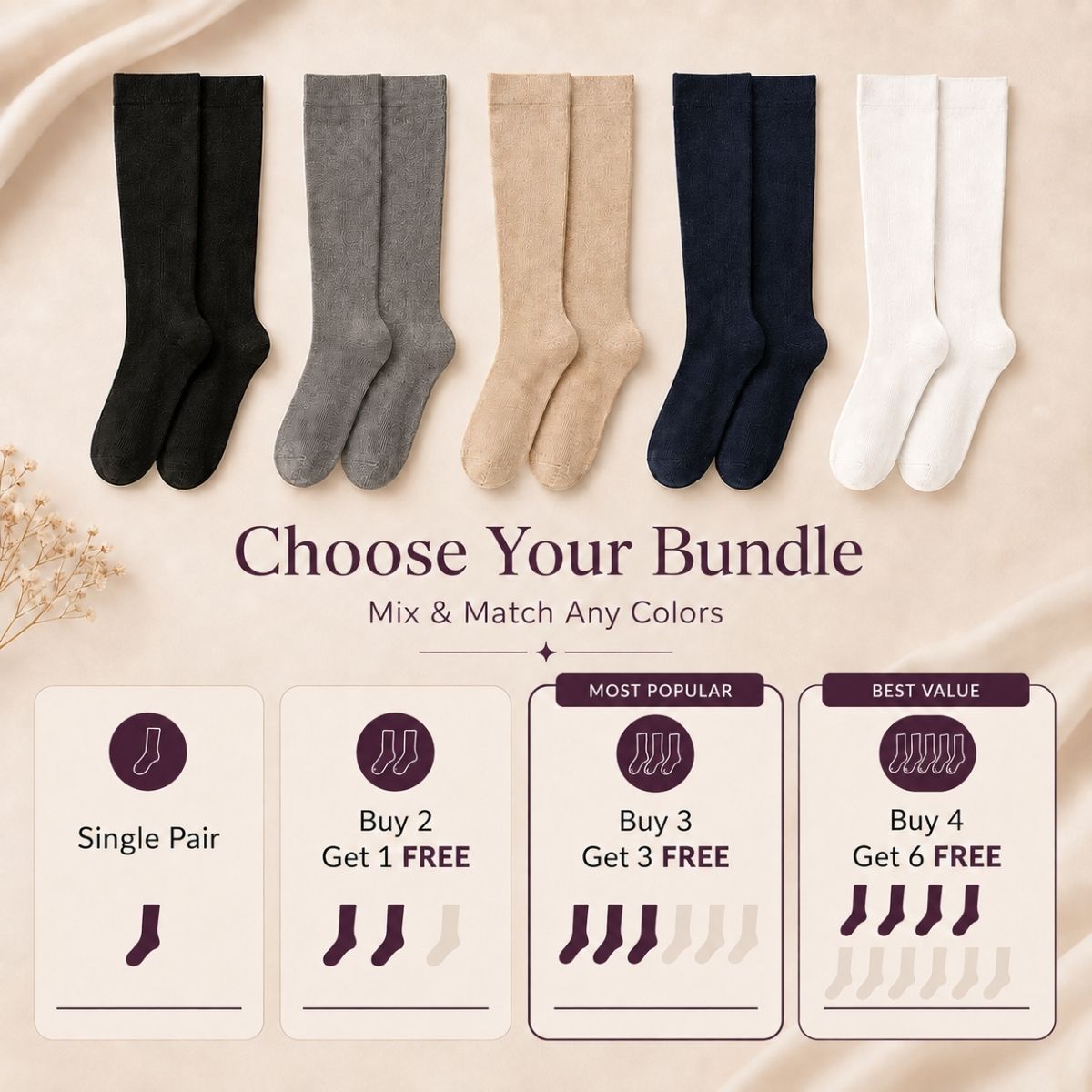 Bamboo Wide Compression Socks